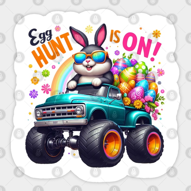 Kids Boys Happy Easter Monster Truck Easter Eggs Sticker by BukovskyART